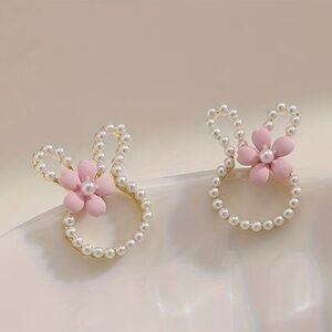 Pink Pearl Bunny Earrings